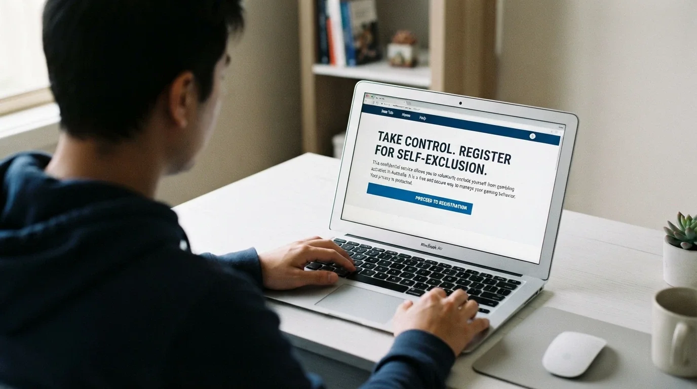 The BetStop National Self-Exclusion Register homepage on a desktop browser, with the registration button visible