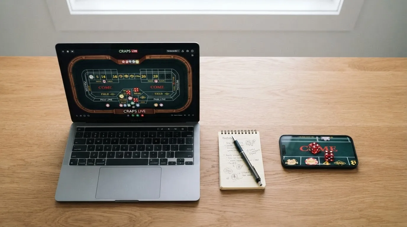 A side-by-side grid of online casino interface screens showing craps tables, bonus offers and AUD deposit options
