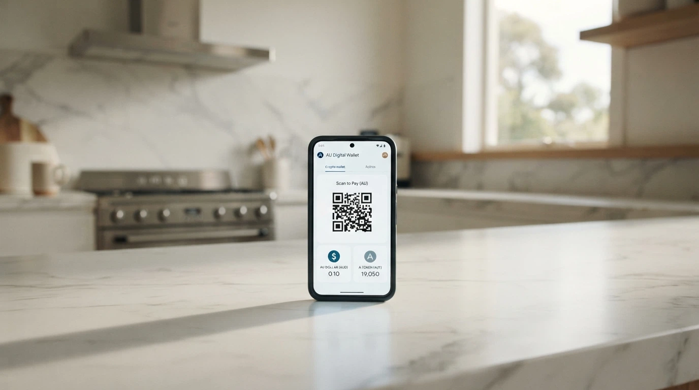 A smartphone displaying a Bitcoin wallet QR code next to a casino deposit screen showing USDT and BTC payment options