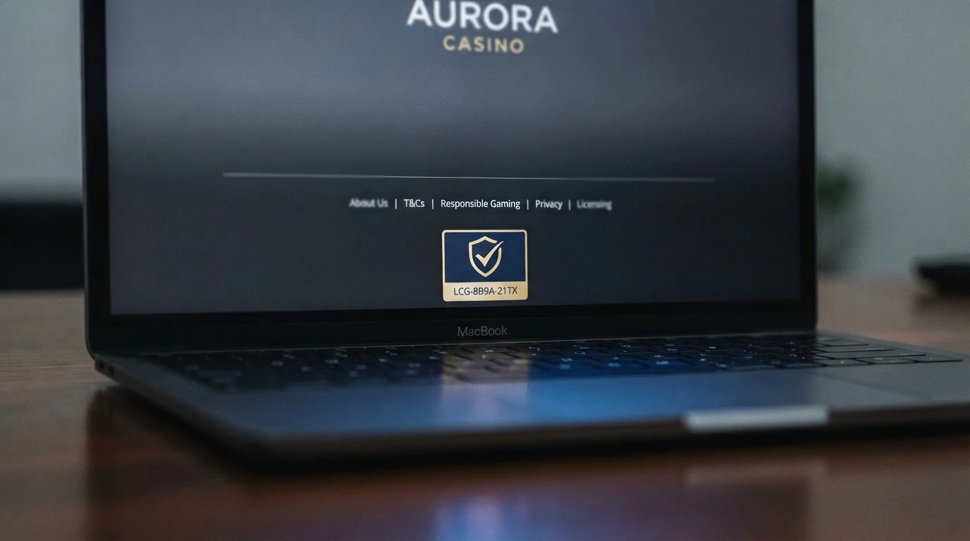 Close-up of a Curacao eGaming licence badge in a casino website footer