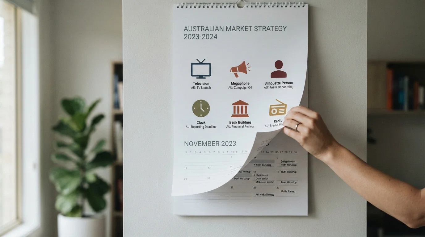 A calendar flipping from December to January with six reform icons emerging from the new page — ad cap, live-sport blackout, athlete ban, inducement cooling-off, bank blocking, radio restrictions