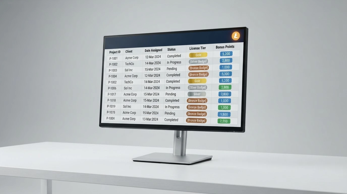 A side-by-side comparison grid showing operator names, licence badges and welcome-bonus figures on a desktop screen, with the Litecoin symbol in the corner