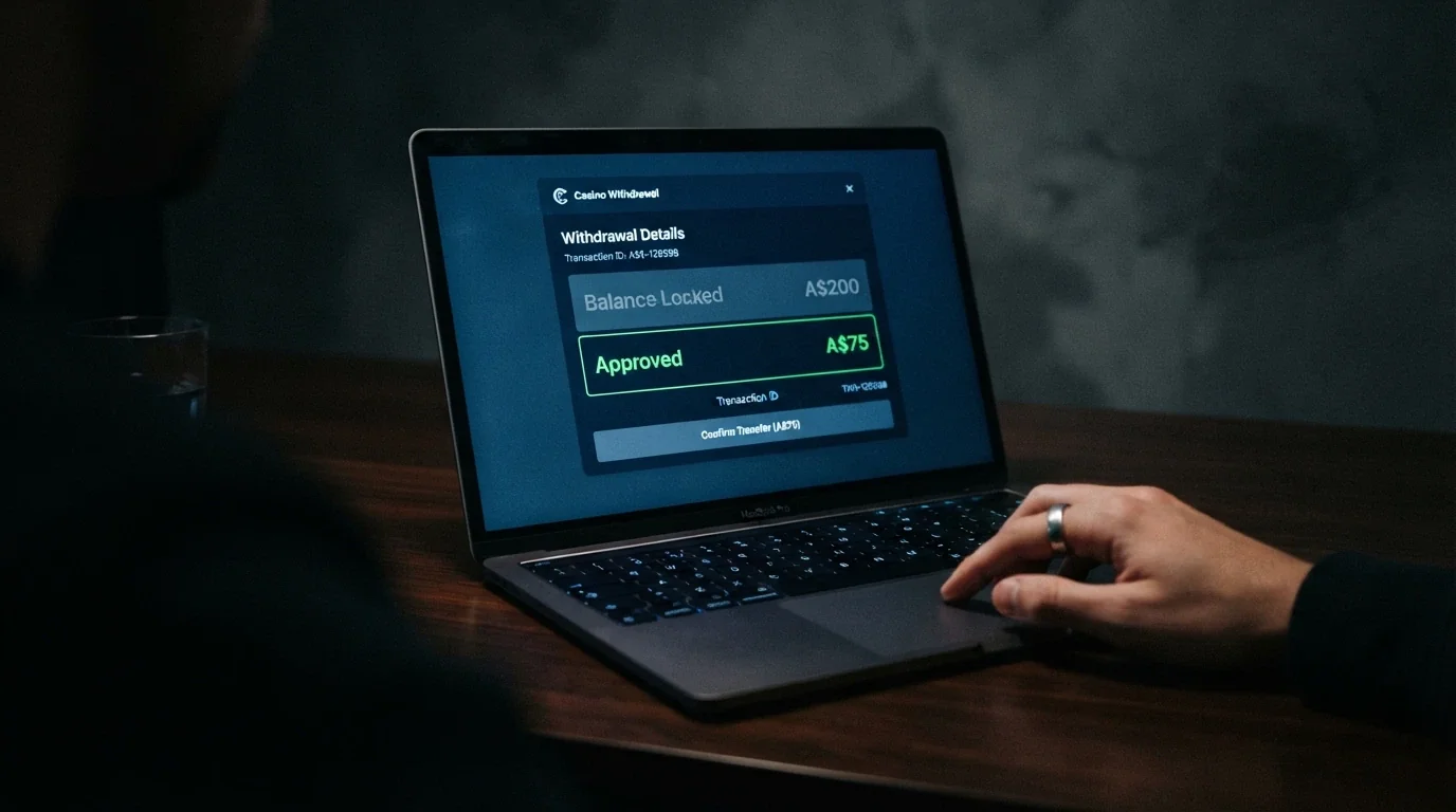 A withdrawal screen showing a capped payout with a locked balance above it