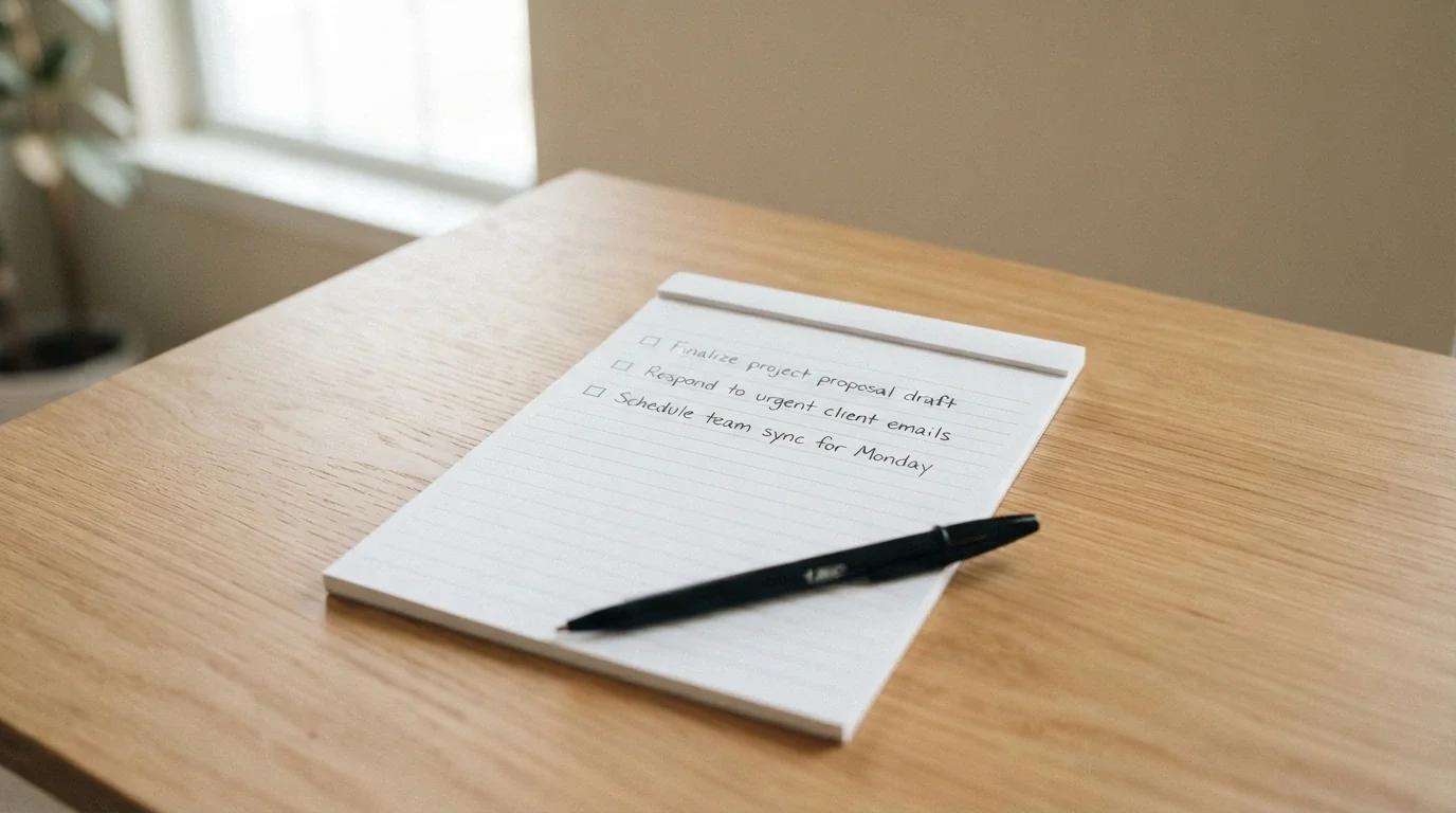 A simple checklist visual — three items (check wagering, check cashout cap, check licence status) on a clean background, with a pen beside it.