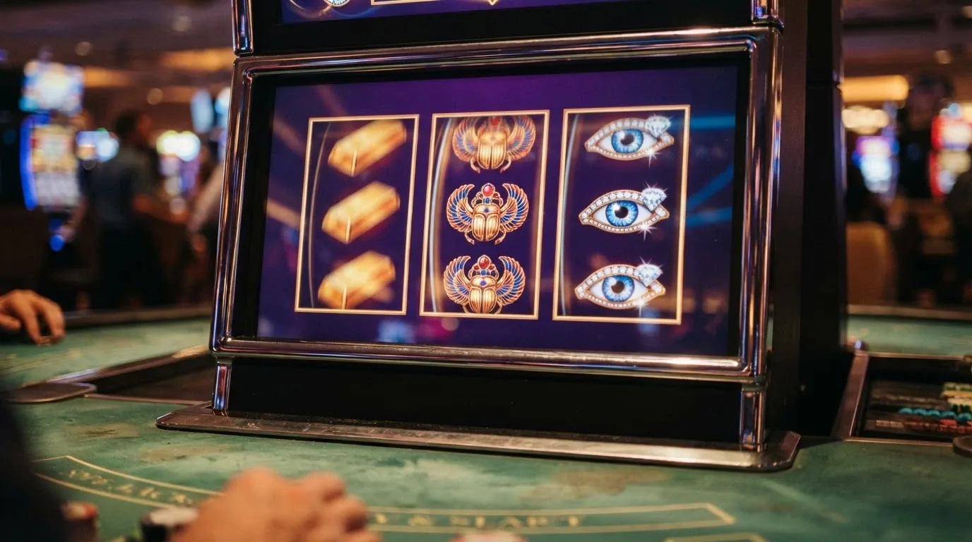 A collage or grid of recognisable pokie title cards — Book of Dead, Money Train 2, Jammin' Jars — styled as game thumbnails